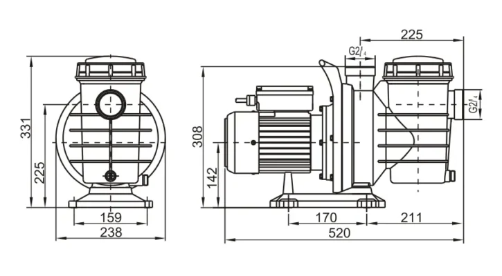 Kích thước máy bơm Altis PC series