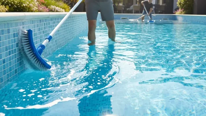 Chà rửa thành và đáy bể bơi